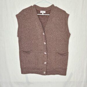 Bohme Large Brown Sweater Vest Grandpa Bohemian Button Up Sleeveless Preppy Soft